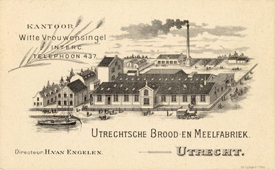 710415 Visitekaart van H. van Engelen, directeur van de Utrechtsche Brood- en Meelfabriek [Het Anker], kantoor: ...